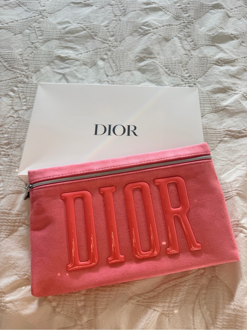 Dior Pink Pouch with Raised Logo